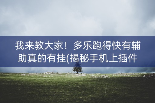 我来教大家！多乐跑得快有辅助真的有挂(揭秘手机上插件免费)