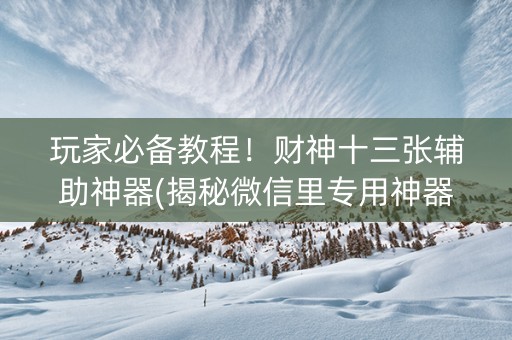玩家必备教程！财神十三张辅助神器(揭秘微信里专用神器)