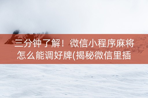 三分钟了解！微信小程序麻将怎么能调好牌(揭秘微信里插件购买)