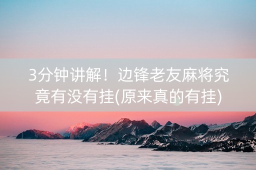 3分钟讲解！边锋老友麻将究竟有没有挂(原来真的有挂)