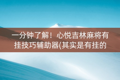 一分钟了解！心悦吉林麻将有挂技巧辅助器(其实是有挂的)