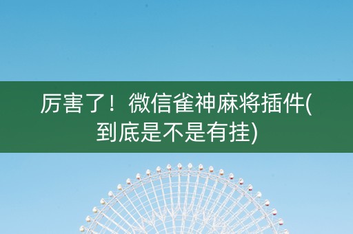 厉害了！微信雀神麻将插件(到底是不是有挂)
