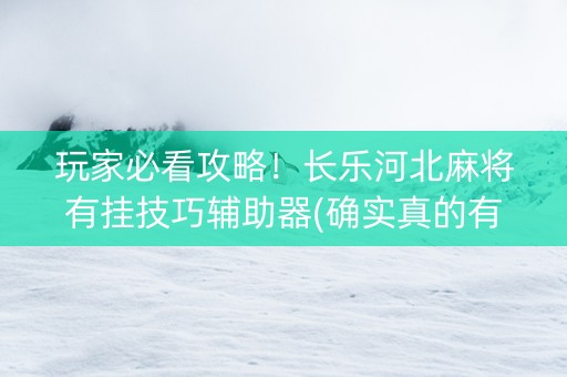玩家必看攻略！长乐河北麻将有挂技巧辅助器(确实真的有挂)