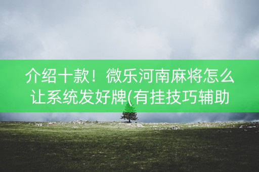 介绍十款！微乐河南麻将怎么让系统发好牌(有挂技巧辅助器)