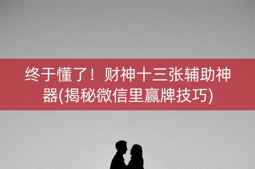 终于懂了！财神十三张辅助神器(揭秘微信里赢牌技巧)