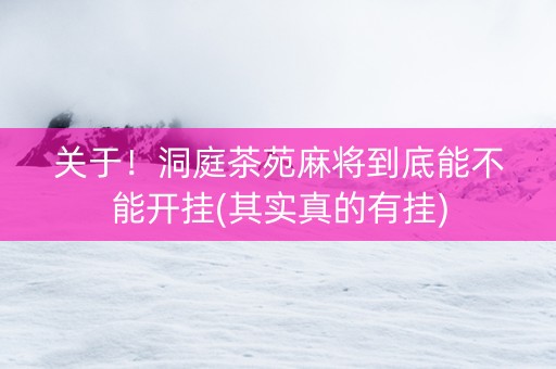 关于！洞庭茶苑麻将到底能不能开挂(其实真的有挂)