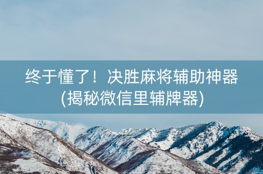 终于懂了！决胜麻将辅助神器(揭秘微信里辅牌器)