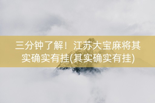 三分钟了解！江苏大宝麻将其实确实有挂(其实确实有挂)