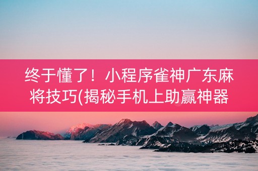 终于懂了！小程序雀神广东麻将技巧(揭秘手机上助赢神器)