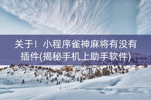 关于！小程序雀神麻将有没有插件(揭秘手机上助手软件)