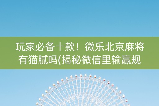 玩家必备十款！微乐北京麻将有猫腻吗(揭秘微信里输赢规律)