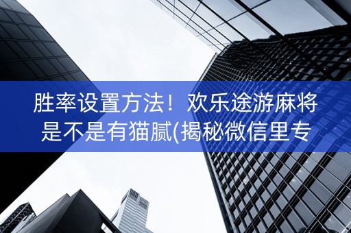 胜率设置方法！欢乐途游麻将是不是有猫腻(揭秘微信里专用神器)