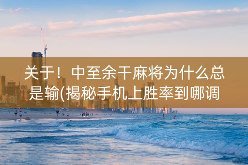 关于！中至余干麻将为什么总是输(揭秘手机上胜率到哪调)