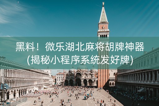 黑料！微乐湖北麻将胡牌神器(揭秘小程序系统发好牌)