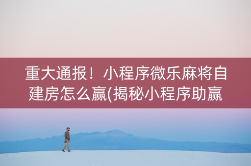 重大通报！小程序微乐麻将自建房怎么赢(揭秘小程序助赢软件)