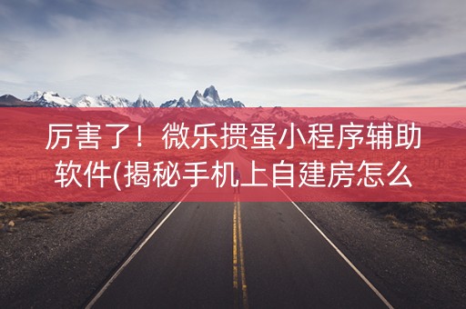 厉害了！微乐掼蛋小程序辅助软件(揭秘手机上自建房怎么赢)