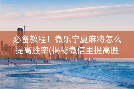 必备教程！微乐宁夏麻将怎么提高胜率(揭秘微信里提高胜率)