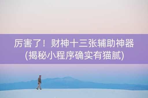 厉害了！财神十三张辅助神器(揭秘小程序确实有猫腻)