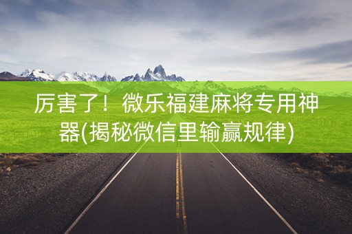 厉害了！微乐福建麻将专用神器(揭秘微信里输赢规律)