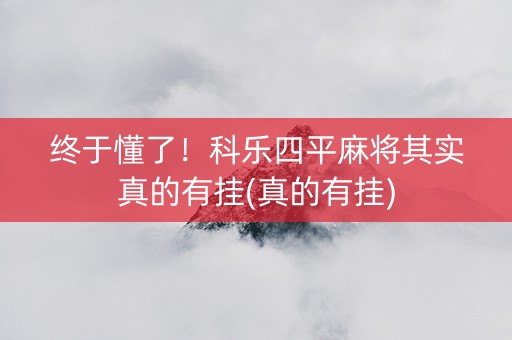 终于懂了！科乐四平麻将其实真的有挂(真的有挂)