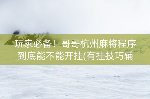 玩家必备！哥哥杭州麻将程序到底能不能开挂(有挂技巧辅助器)