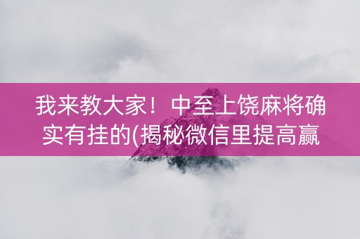 我来教大家！中至上饶麻将确实有挂的(揭秘微信里提高赢的概率)