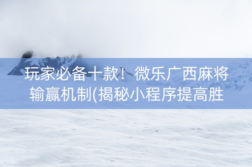 玩家必备十款！微乐广西麻将输赢机制(揭秘小程序提高胜率)