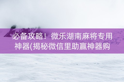 必备攻略！微乐湖南麻将专用神器(揭秘微信里助赢神器购买)