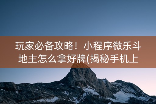 玩家必备攻略！小程序微乐斗地主怎么拿好牌(揭秘手机上如何让牌变好)