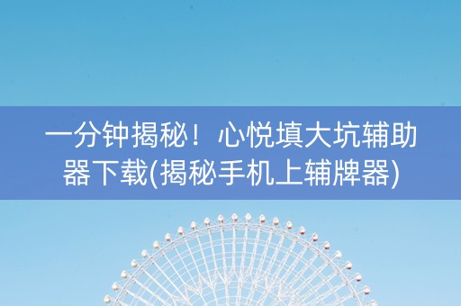 一分钟揭秘！心悦填大坑辅助器下载(揭秘手机上辅牌器)