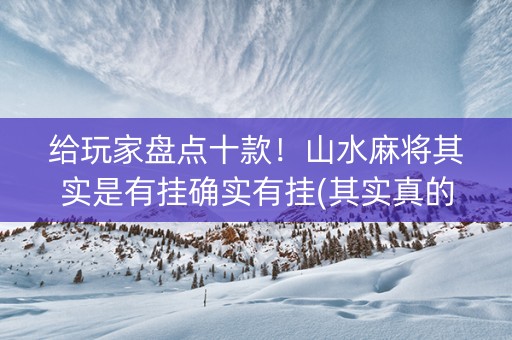 给玩家盘点十款！山水麻将其实是有挂确实有挂(其实真的有挂)