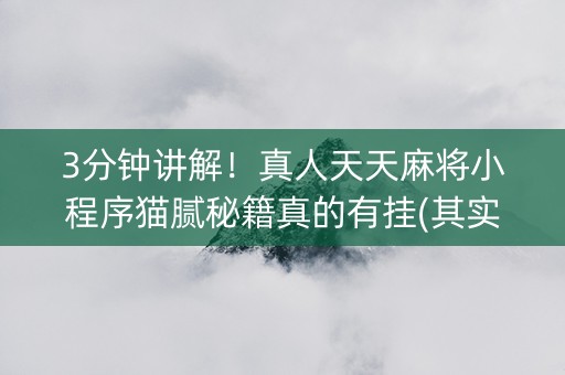 3分钟讲解！真人天天麻将小程序猫腻秘籍真的有挂(其实是有挂的)