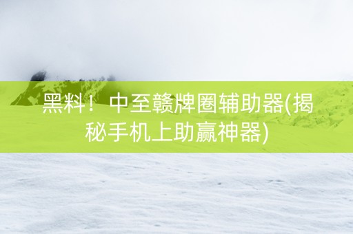 黑料！中至赣牌圈辅助器(揭秘手机上助赢神器)