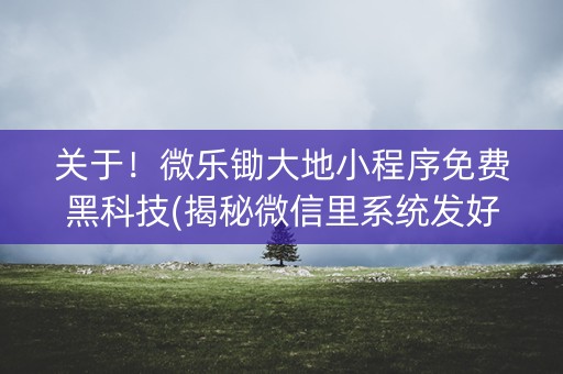 关于！微乐锄大地小程序免费黑科技(揭秘微信里系统发好牌)