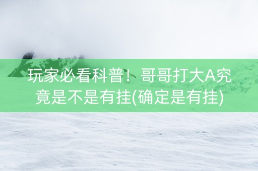 玩家必看科普！哥哥打大A究竟是不是有挂(确定是有挂)