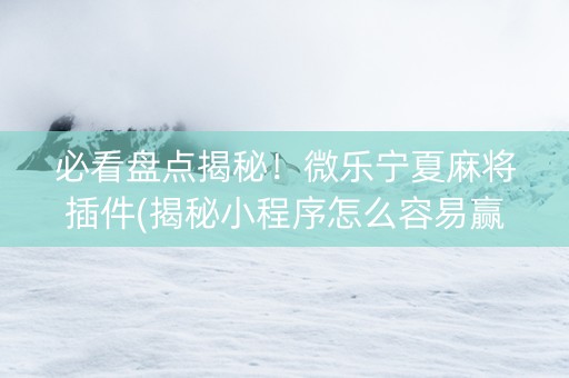 必看盘点揭秘！微乐宁夏麻将插件(揭秘小程序怎么容易赢)