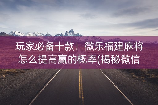 玩家必备十款！微乐福建麻将怎么提高赢的概率(揭秘微信里攻略插件)