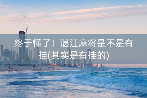 终于懂了！湛江麻将是不是有挂(其实是有挂的)