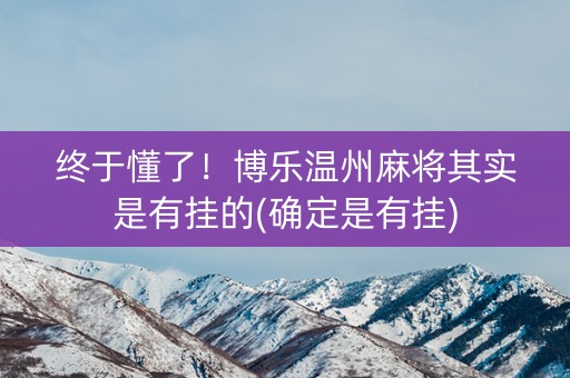 终于懂了！博乐温州麻将其实是有挂的(确定是有挂)