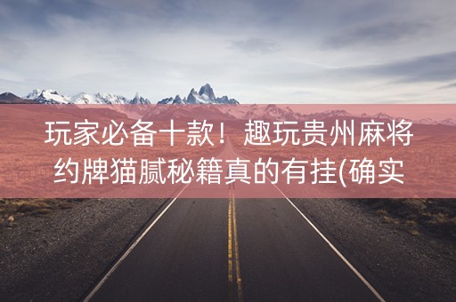 玩家必备十款！趣玩贵州麻将约牌猫腻秘籍真的有挂(确实有挂)