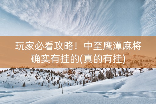 玩家必看攻略！中至鹰潭麻将确实有挂的(真的有挂)