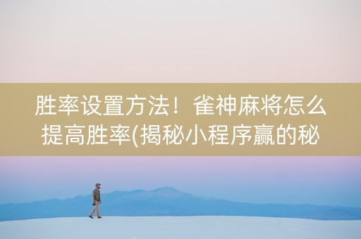 胜率设置方法！雀神麻将怎么提高胜率(揭秘小程序赢的秘诀)