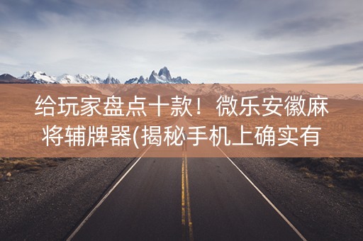 给玩家盘点十款！微乐安徽麻将辅牌器(揭秘手机上确实有猫腻)