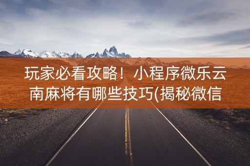玩家必看攻略！小程序微乐云南麻将有哪些技巧(揭秘微信里助手软件)