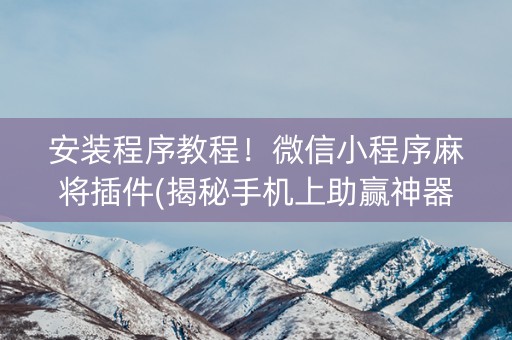 安装程序教程！微信小程序麻将插件(揭秘手机上助赢神器)