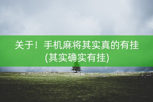关于！手机麻将其实真的有挂(其实确实有挂)