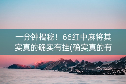 一分钟揭秘！66红中麻将其实真的确实有挂(确实真的有挂)