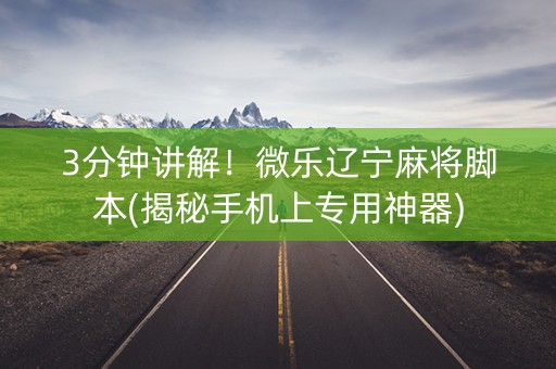 3分钟讲解！微乐辽宁麻将脚本(揭秘手机上专用神器)