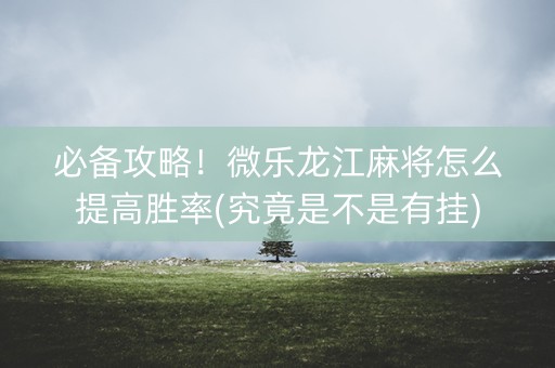 必备攻略！微乐龙江麻将怎么提高胜率(究竟是不是有挂)