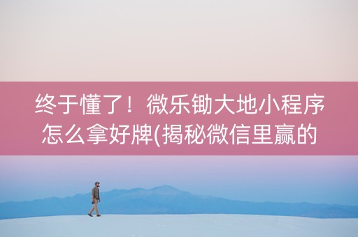 终于懂了！微乐锄大地小程序怎么拿好牌(揭秘微信里赢的诀窍)